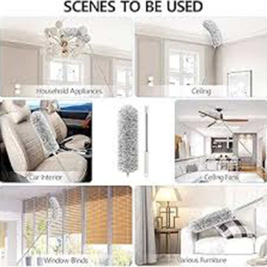9 Feet Expandable Microfiber Duster with Stainless Steel Telescopic Rod | Long Handle Cleaning Brush