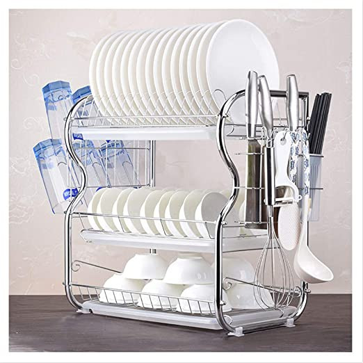 3 Layer Stainless Steel Dish Drainer Rack