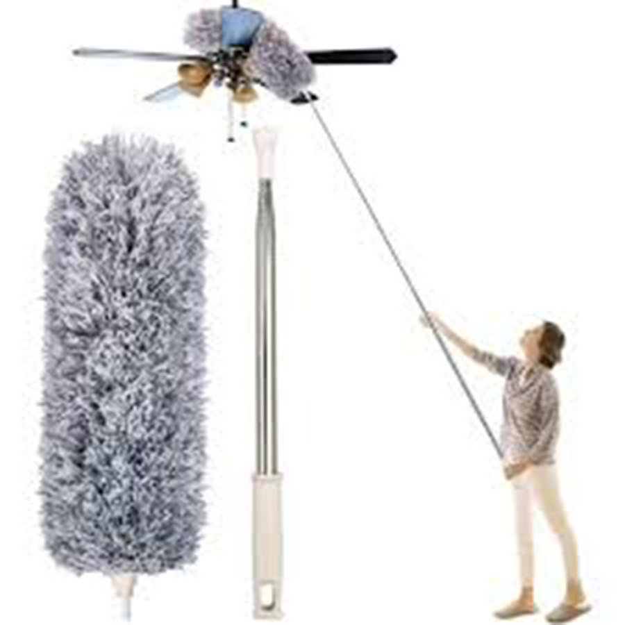 9 Feet Expandable Microfiber Duster with Stainless Steel Telescopic Rod | Long Handle Cleaning Brush