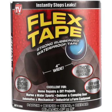 Flex Tape Black Rubberized Waterproof Tape – Super Strong, Instant Leak & Crack Repair