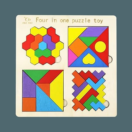Futuristic Fashion 4-in-1 Wooden Montessori Tangram Puzzle – Educational Toy for Kids