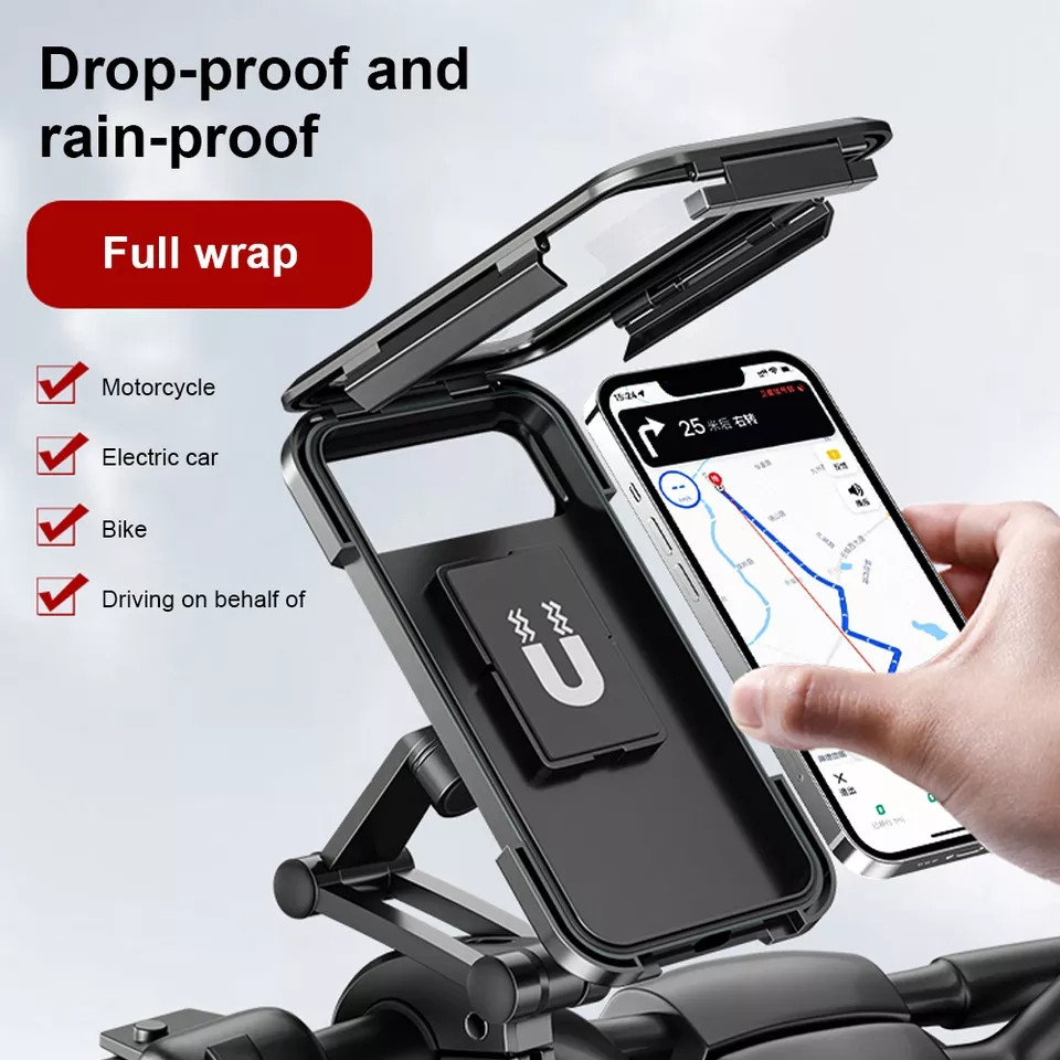 Waterproof Bike & Motorcycle Mobile Phone Holder | Adjustable Handlebar Mount for All Smartphones