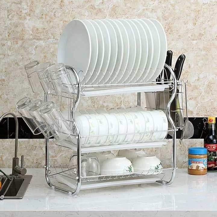3 Layer Stainless Steel Dish Drainer Rack