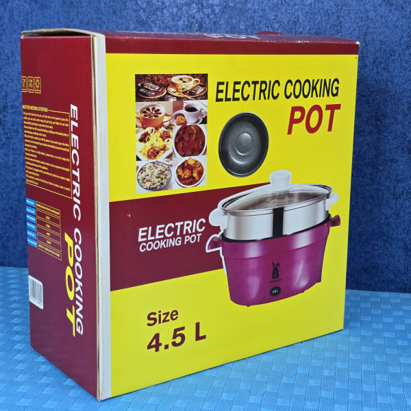 Electric Cooking Pot 4.5L with Steamer | Runbaisen Double Deck Electric Cooker 1200W