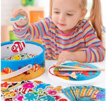 Wooden Magnetic Fishing Game – Fun & Educational Toy for Kids